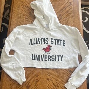 🎓Illinois State ISU college REDBIRDS long sleeve cut off hoodie sweatshirt  M